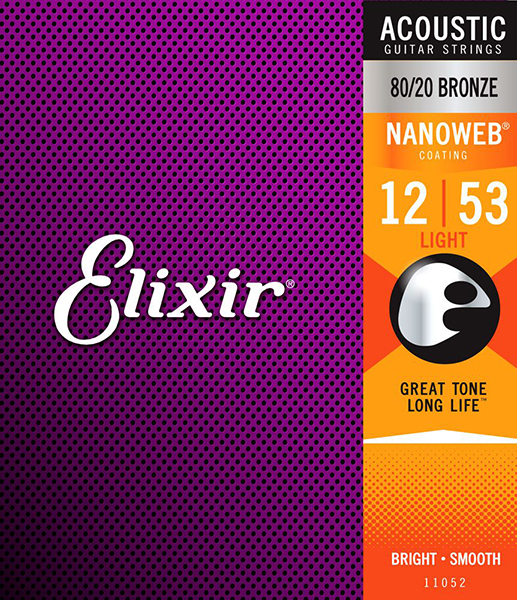 Elixir 11052 NanoWeb - Струны  для акустической гитары 12-53 в магазине для музыкантов Рок-н-Ролл