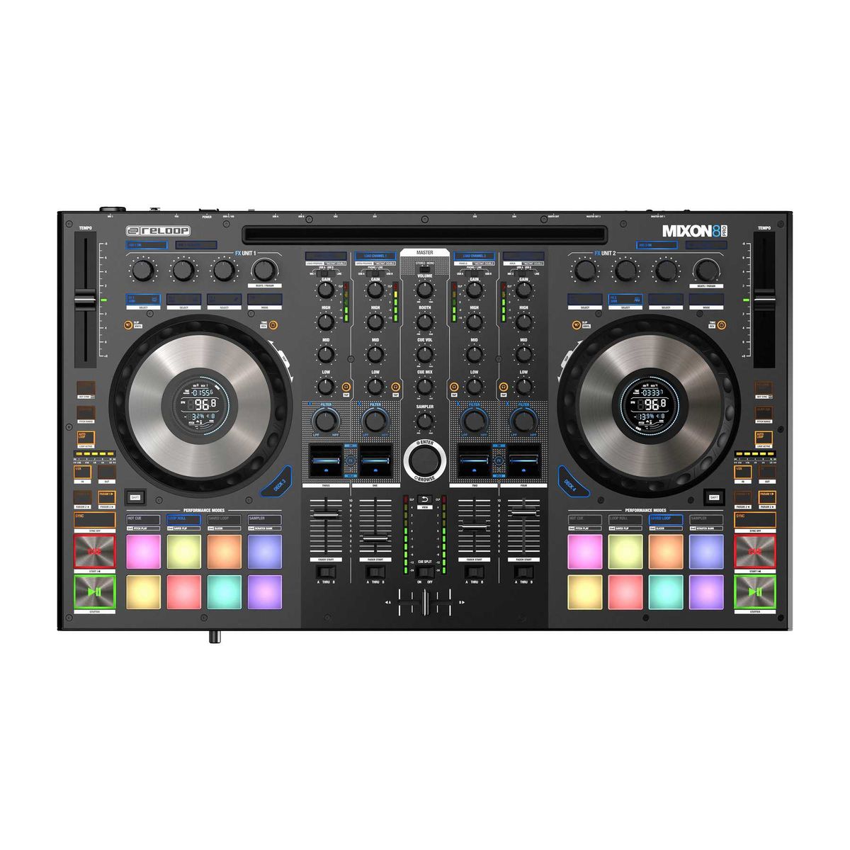 Reloop Mixon 8 PRO - DJ-контроллер 4-канальный мультиплатформенный для Serato и djay в магазине для музыкантов Рок-н-Ролл