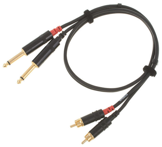 Cordial CFU 0,9 PC - Сдвоенный кабель, разъемы золоченые RCA на моно джек 6,3 мм Rean, длина 0,9 м в магазине для музыкантов Рок-н-Ролл