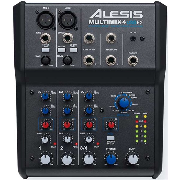 ALESIS MULTIMIX 4 USB FX - четырехканальный настольный микшер с встроенным цифровым интерфейсом USB в магазине для музыкантов Рок-н-Ролл