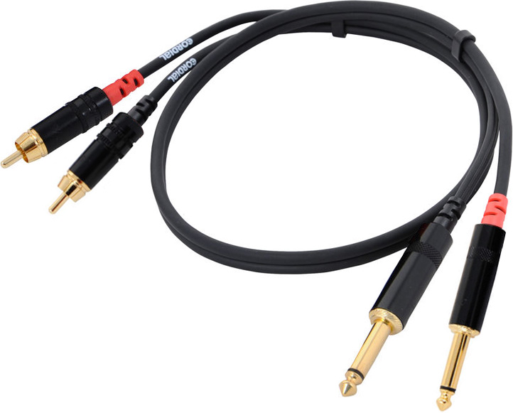 Cordial CFU 0.6 PC -  кабель сдвоенный RCA/джек моно 6.3мм male, 0.6м, черный в магазине для музыкантов Рок-н-Ролл