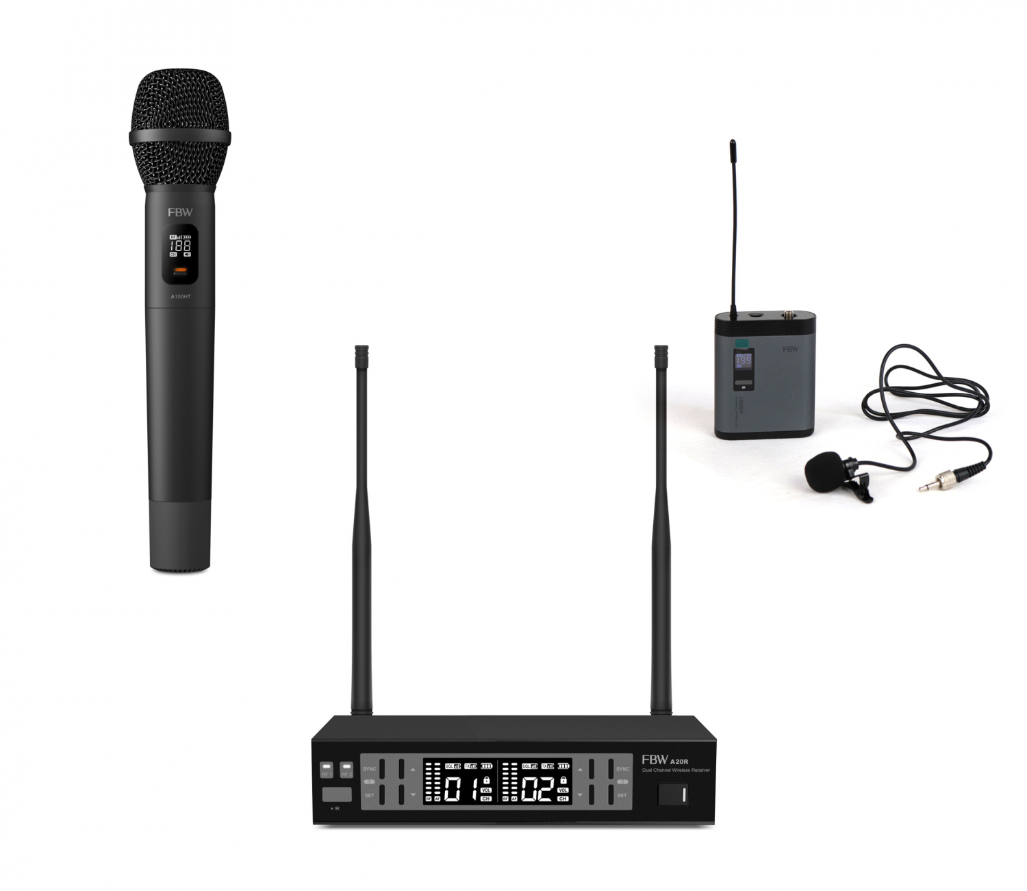 FBW A2S-MIX - радиосистема A20R + A100BT + A100HT, 512-562МГц, FM-модуляция, 2/10/30мВт, 3 уровня в магазине для музыкантов Рок-н-Ролл