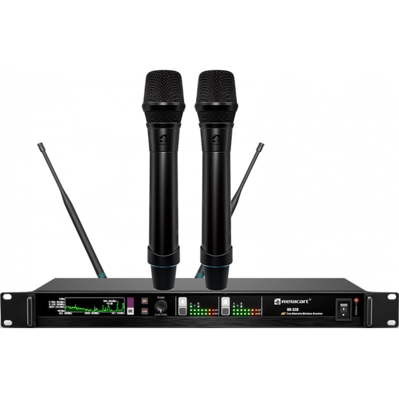 RELACART HR-32DMH - DANTE 2-х канальный приемник HR-32D + два ручных микрофона-передатчика H-32 в магазине для музыкантов Рок-н-Ролл