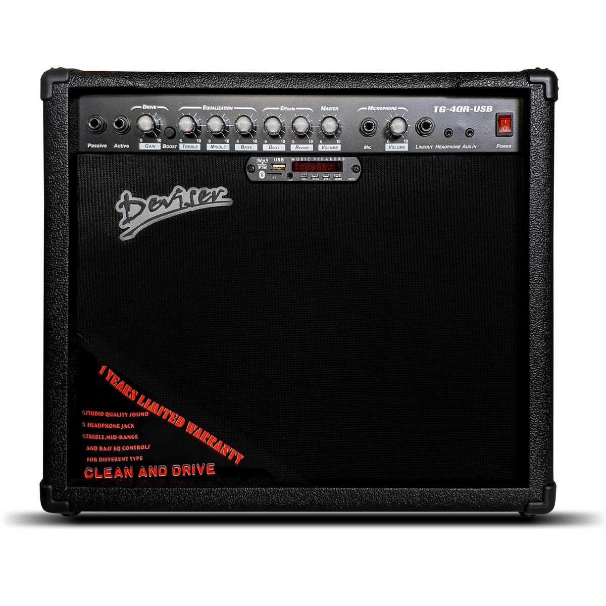 Deviser TG-40 USB - Транзисторный гитарный комбо, 40Вт, 2 канала, динамик 8", MP3/ Bluetooth/ USB в магазине для музыкантов Рок-н-Ролл