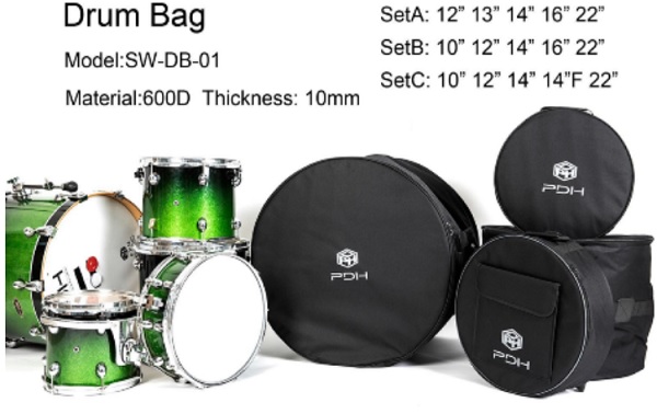 PDH SW-DB-01 SetB - комплект чехлов для барабанов, 10", 12", 14", 16", 22" в магазине для музыкантов Рок-н-Ролл