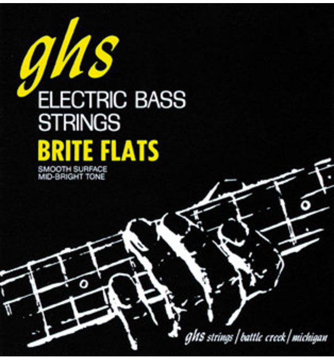GHS M3075 Brite Flats 49-108 - Струны для бас гитары; (49-62-84-108); нержавеющая сталь; плоская обм в магазине для музыкантов Рок-н-Ролл