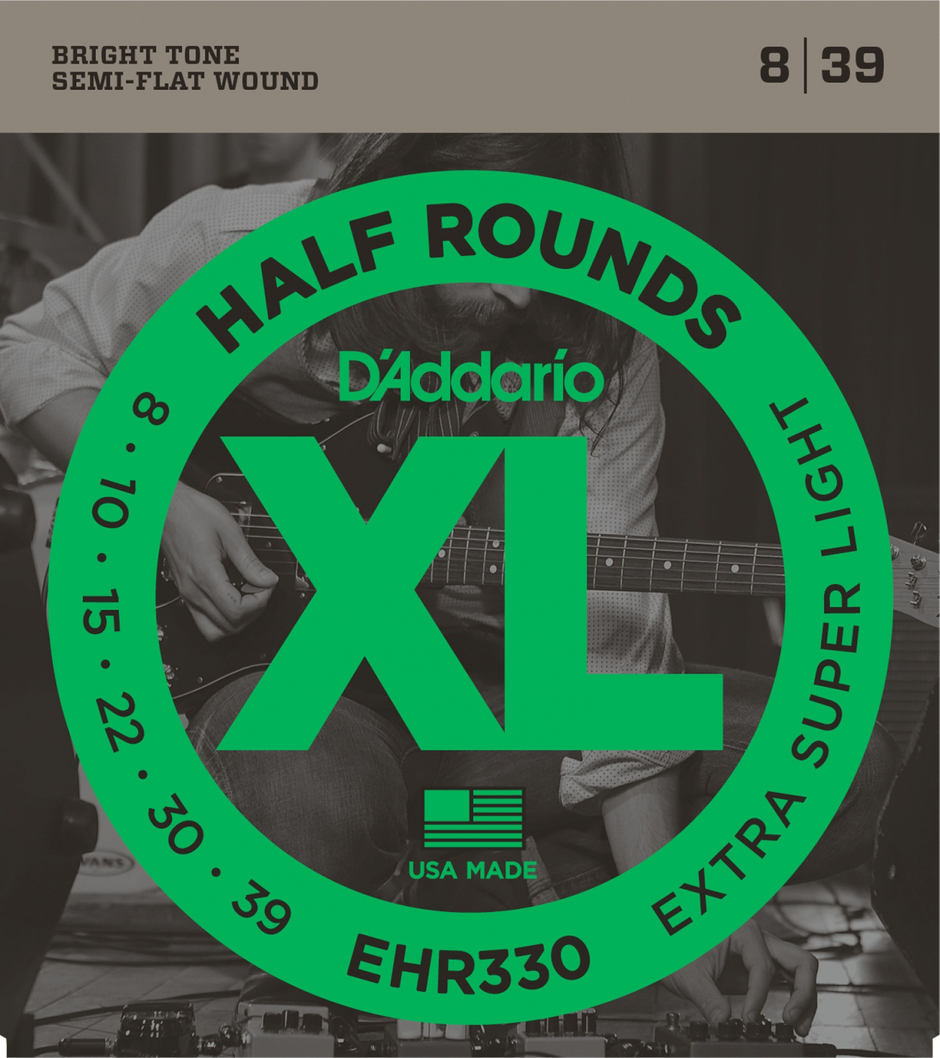 D'Addario EHR330 Half Round - Комплект струн для электрогитары, Extra-Super Light, 8-39 в магазине для музыкантов Рок-н-Ролл