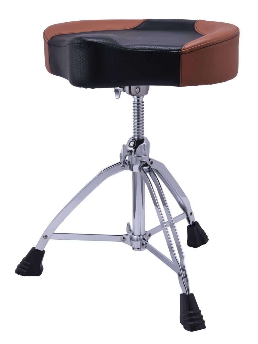 Mapex T855BR - Стул с мото-сиденьем из дышащего винила, цвет сиденья: черно-коричневый в магазине для музыкантов Рок-н-Ролл