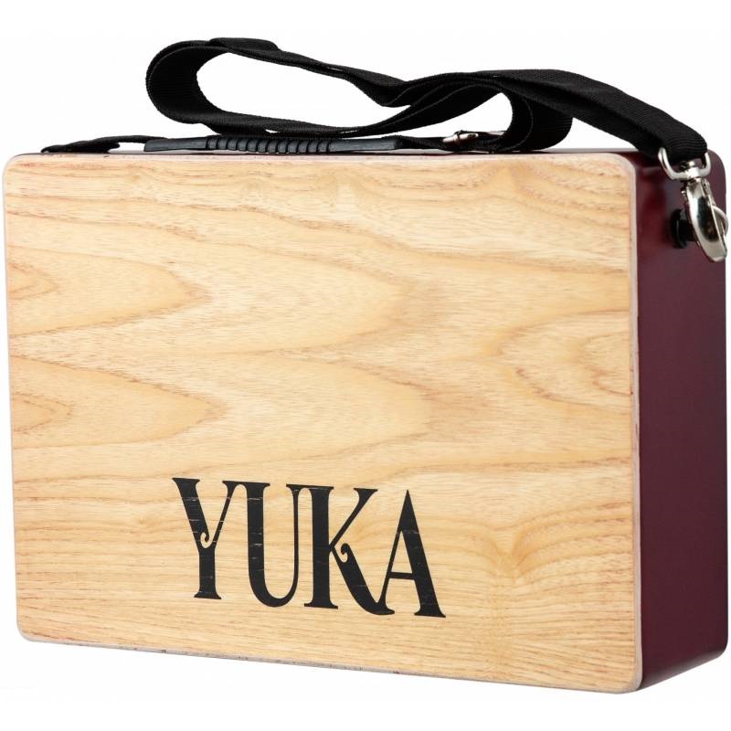 YUKA LT-CAJ1-WTRD - тревел-кахон, фиксированный подструнник, тапа белый тик, корпус красный, ремень в магазине для музыкантов Рок-н-Ролл