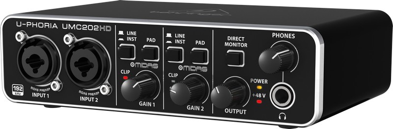 Behringer UMC202HD - USB-аудиоинтерфейс, 2входа, 2 выхода, микр. предусилитель MIDAS в магазине для музыкантов Рок-н-Ролл