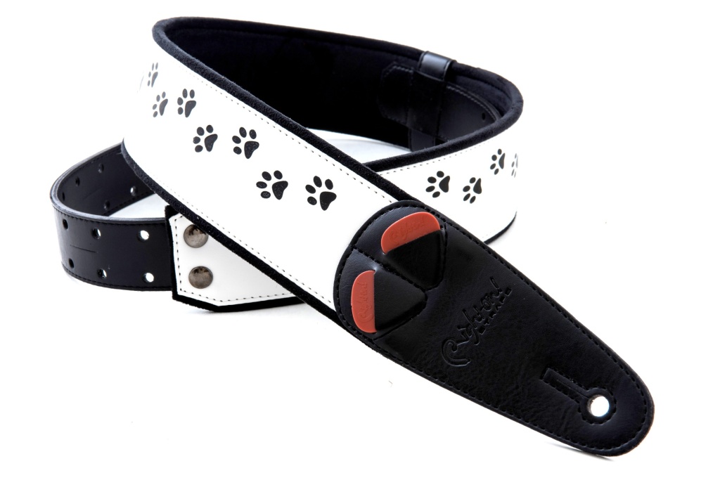 RightOn Straps Mojo Cat White - Ремень для гитары, текстиль/синтетика, белый - Ремень для гитары в магазине для музыкантов Рок-н-Ролл