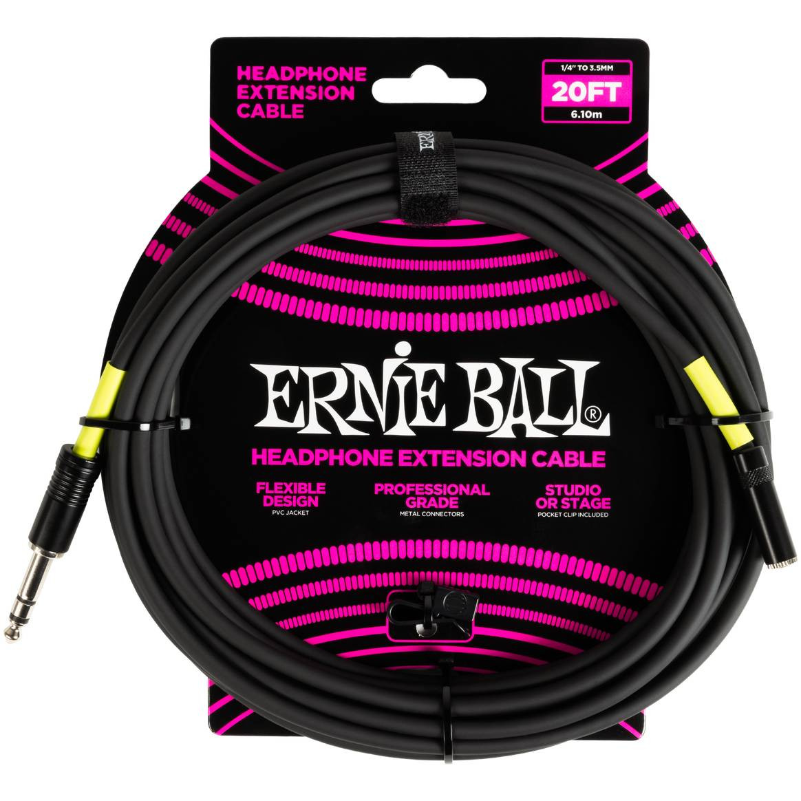 Ernie Ball 6423 - удлинитель для наушников 1/4 to 3.5мм 6м, черный в магазине для музыкантов Рок-н-Ролл