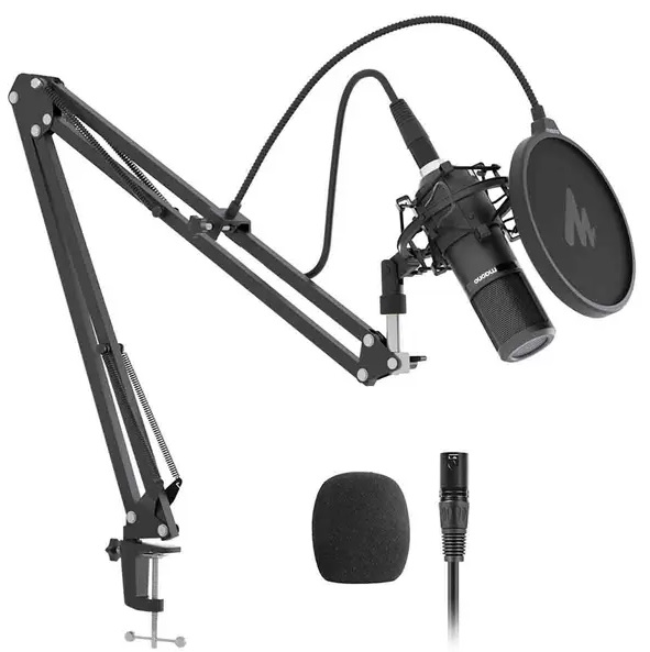 Maono AU-PM320S микрофон конденсаторный кардиоидный. Пантограф, держатель, поп-фильтр, ветрозащита в магазине для музыкантов Рок-н-Ролл