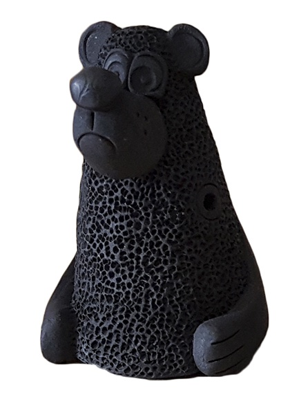 Керамика Щипановых SB06 - Свистулька большая Медведь, черная в магазине для музыкантов Рок-н-Ролл