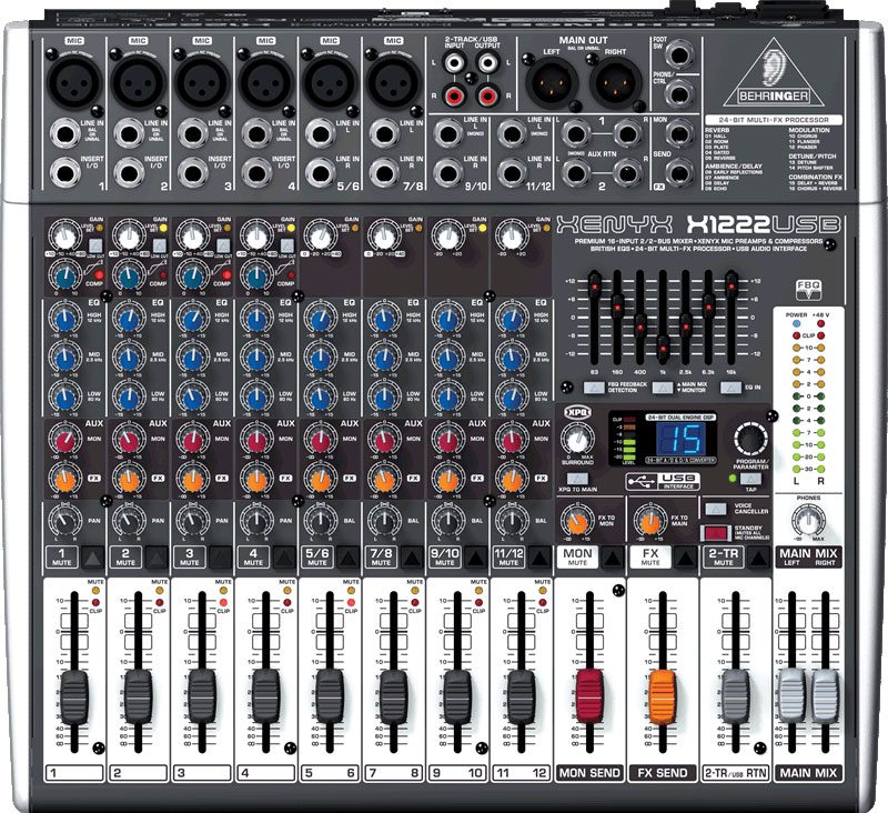 Behringer Xenyx X1222USB - Микшерный пульт,4моно,4стер.,6 мик.предусил,2 AUX- в магазине для музыкантов Рок-н-Ролл