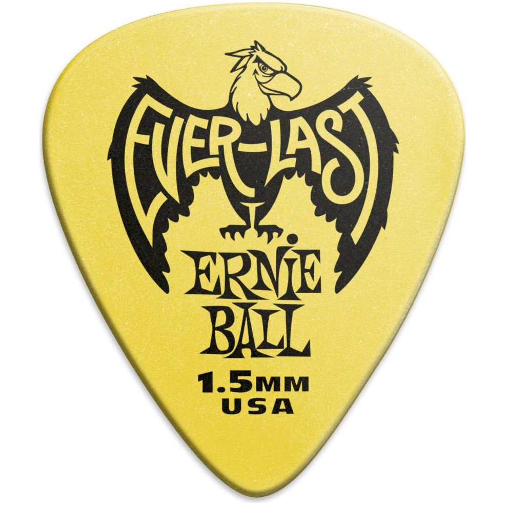 Ernie Ball 9195 - медиатор Everlast делриновый нескользящий, 1,5 мм, жёлтый, упаковка 12 шт в магазине для музыкантов Рок-н-Ролл