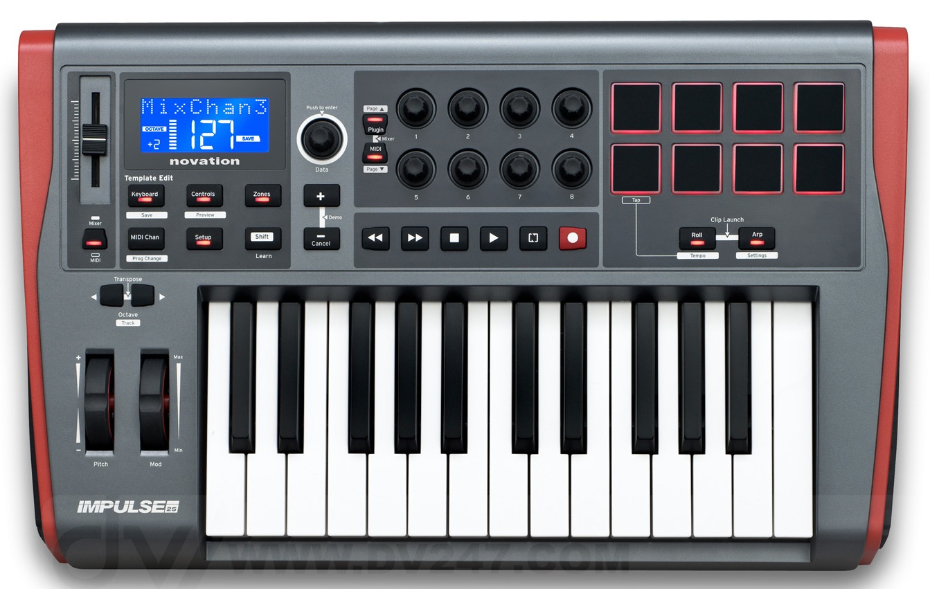 Novation Impulse 25 - миди-клавиатура, 25 клавиш в магазине для музыкантов Рок-н-Ролл