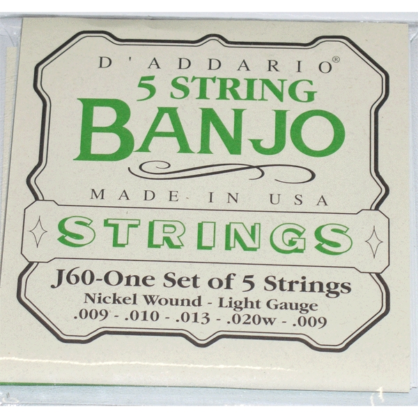 D'Addario J60 - Струны для банджо, 5 String and Tenor Banjo/Light/Nickel в магазине для музыкантов Рок-н-Ролл