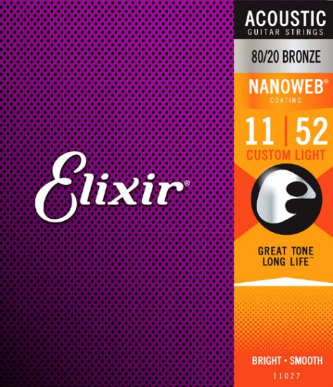 Elixir 11027 NanoWeb - Cтруны для акустической гитары 11-52 в магазине для музыкантов Рок-н-Ролл