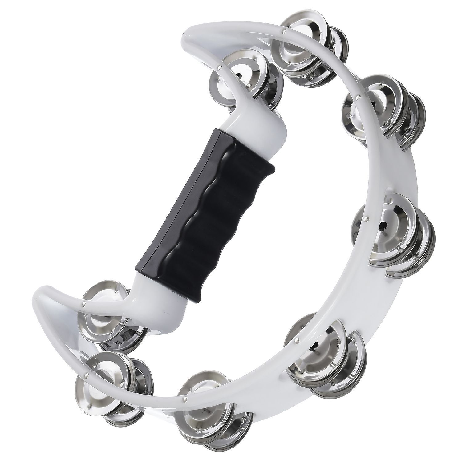 DEKKO TX9-16 WH - Тамбурин в форме полумесяца, с ручкой, 2 ряда тарелочек, корпус-пластик в магазине для музыкантов Рок-н-Ролл