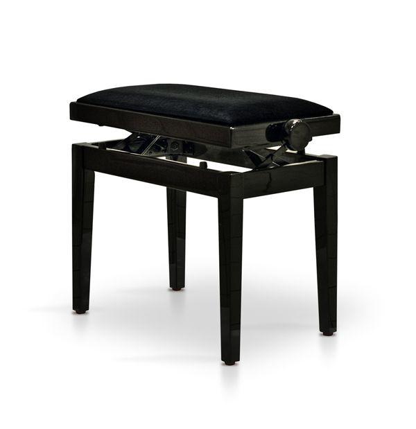 Hidrau BG27(TC9) Black gloss - банкетка, черная полированная, черный вельвет в магазине для музыкантов Рок-н-Ролл