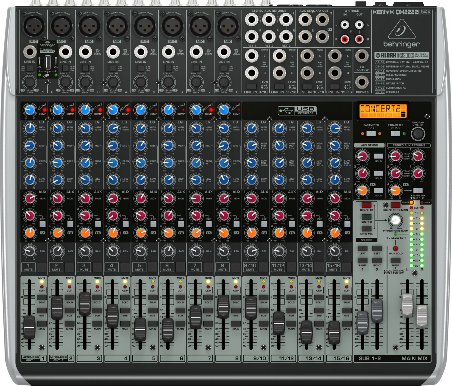 Behringer Xenyx QX2222USB - малошумящий микшерный пульт в магазине для музыкантов Рок-н-Ролл