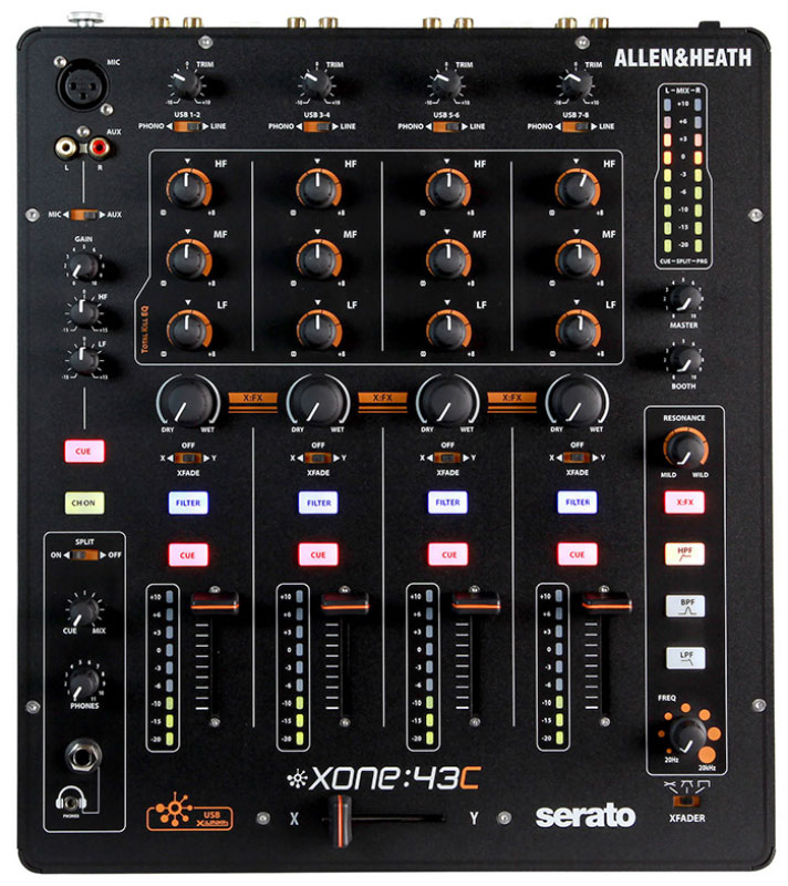 Allen&Heath XONE:43C - Клубный DJ микшер, встроенная звуковая карта, 4 стерео канала в магазине для музыкантов Рок-н-Ролл