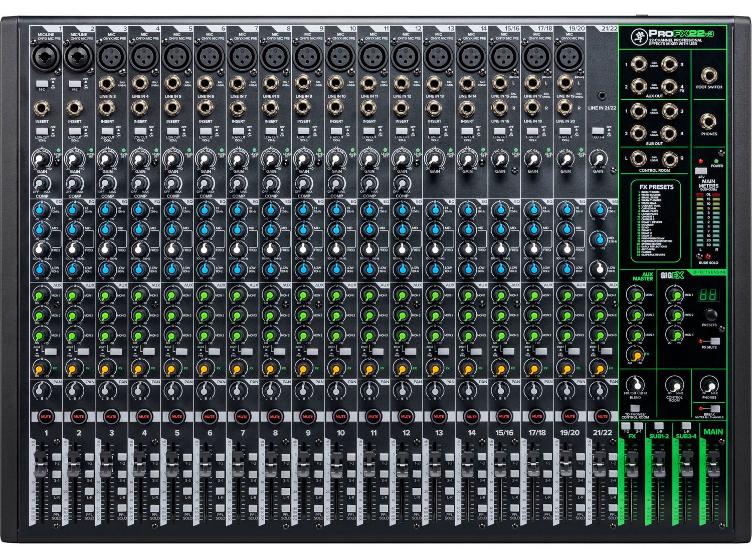 MACKIE ProFX22v3 - 22-канальный микшер с процессором эффектов и USB в магазине для музыкантов Рок-н-Ролл