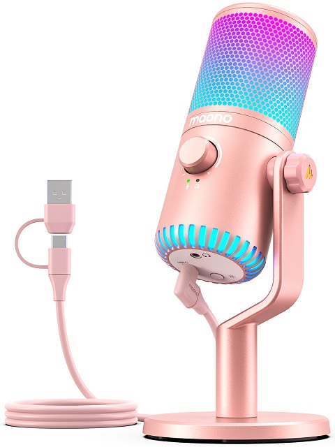 Maono DM30RGB (pink) - конденсаторный USB микрофон, 24bit/48kHz, ПО Maono Link в магазине для музыкантов Рок-н-Ролл