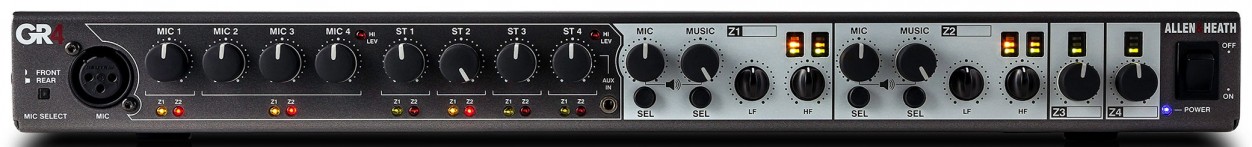 Allen&Heath GR4 - Аналоговый зонный микшер 1U, 4 микр. входа, 4 стерео входа, 4 зонных выхода в магазине для музыкантов Рок-н-Ролл