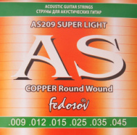 Fedosov AS209 Copper Round Wound - Комплект струн для акустической гитары, медь, 09-45 в магазине для музыкантов Рок-н-Ролл