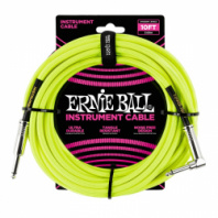 Ernie Ball 6080 - кабель инструментальный, оплетёный, 3,05 м, прямой/угловой джеки, жёлтый в магазине для музыкантов Рок-н-Ролл Ernie Ball 6080 - кабель инструментальный, оплетёный, 3,05 м, прямой/угловой джеки, жёлтый в магазине для музыкантов Рок-н-Ролл