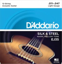 D'Addario EJ35 Silk&Steel - Струны для акустической 12-стр. гитары посеребренные сталь&шелк 11-47 в магазине для музыкантов Рок-н-Ролл D'Addario EJ35 Silk&Steel - Струны для акустической 12-стр. гитары посеребренные сталь&шелк 11-47 в магазине для музыкантов Рок-н-Ролл