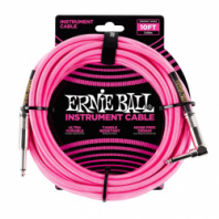 Ernie Ball 6078 - кабель инструментальный, оплетёный, 3,05 м, прямой/угловой джеки, розовый неон в магазине для музыкантов Рок-н-Ролл Ernie Ball 6078 - кабель инструментальный, оплетёный, 3,05 м, прямой/угловой джеки, розовый неон в магазине для музыкантов Рок-н-Ролл