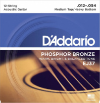 D'Addario EJ37 Phosphor Bronze - Комплект струн для 12-струнной гитары, ф/бр, M.Top/H.Bottom, 12-54 в магазине для музыкантов Рок-н-Ролл D'Addario EJ37 Phosphor Bronze - Комплект струн для 12-струнной гитары, ф/бр, M.Top/H.Bottom, 12-54 в магазине для музыкантов Рок-н-Ролл